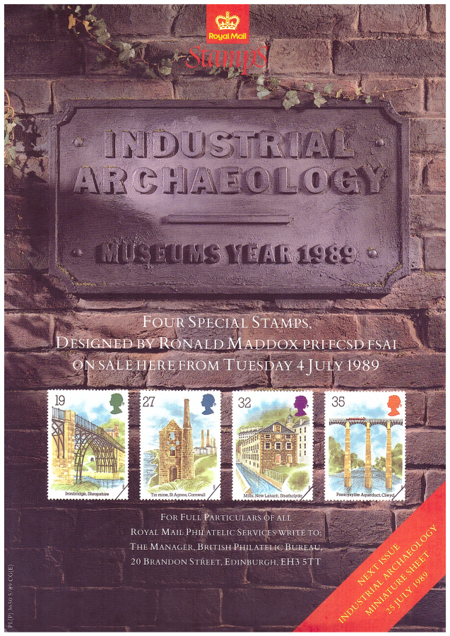 (image for) 1989 Industrial Archaeology Post Office A4 poster. PL(P) 3655 6/89 CG(E).